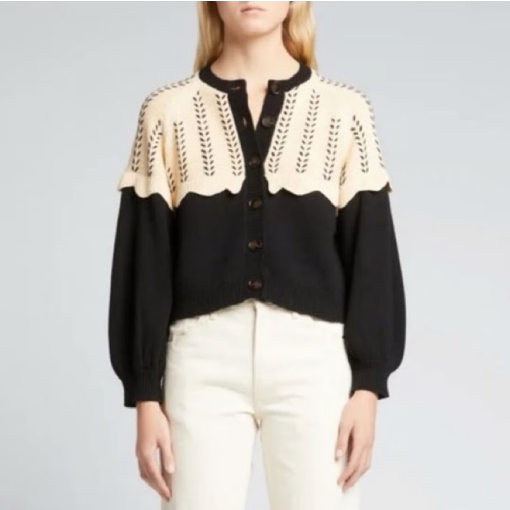 THE GREAT Scallop Sophomore Knit Cardigan Sweater. Large NWOT